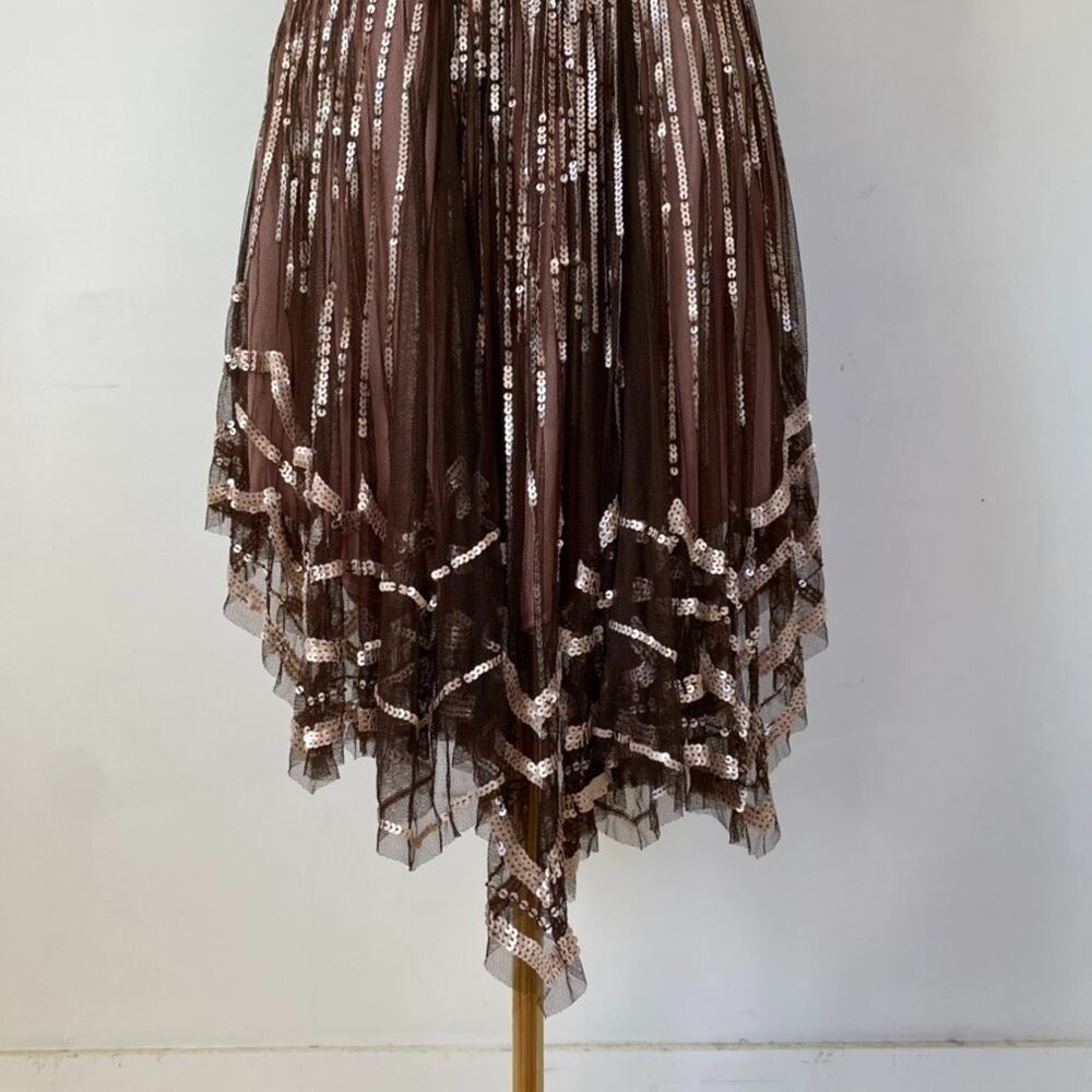 Adrianna Papell Womens Y2K Whimsigoth Fairy‎ Babydoll Dress Size 8 Sequins Hoco - Picture 7 of 16